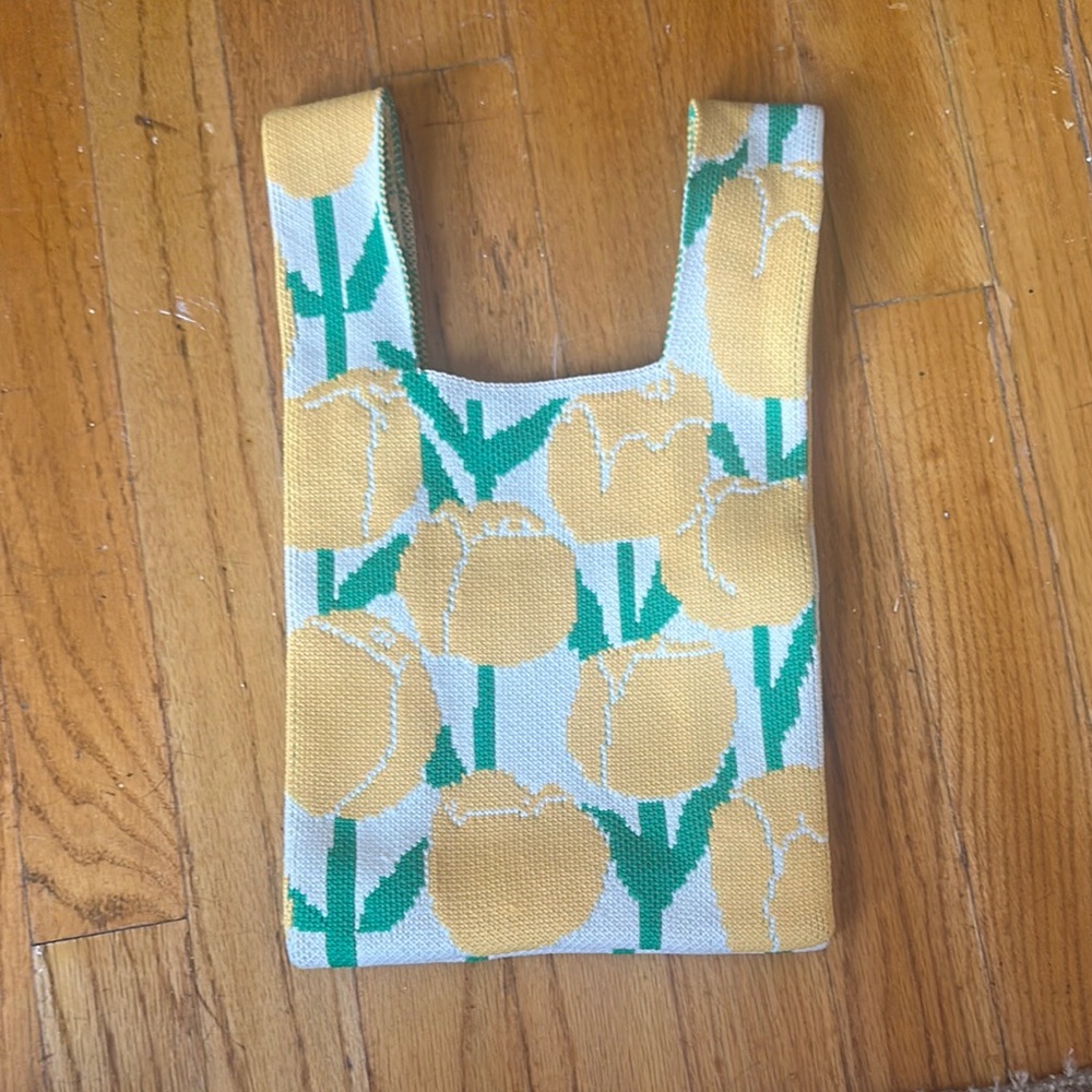 From Greece Yellow and Green Tulip Knit Kids Bag